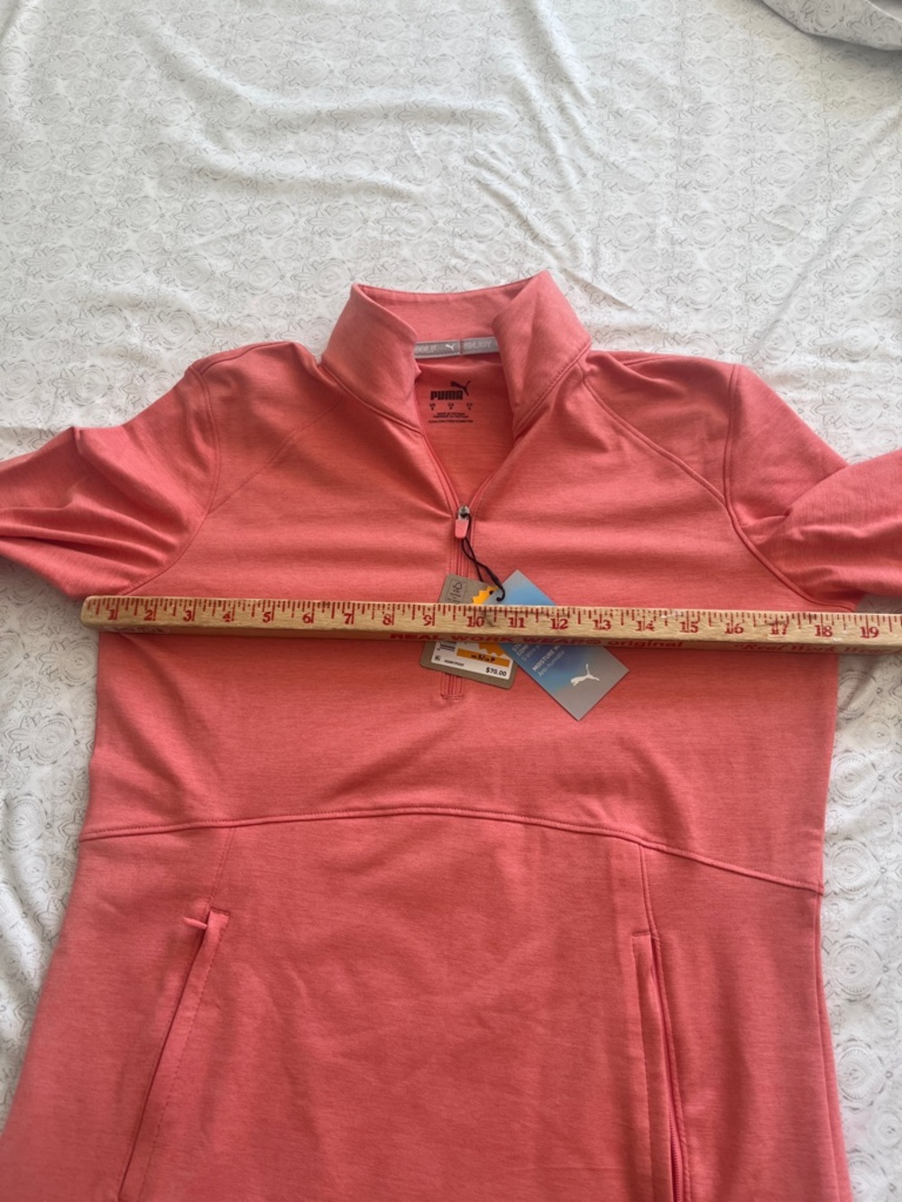 Puma - Coral Pink Quarter-Zip Pullover Hoodie - Picture 6 of 7